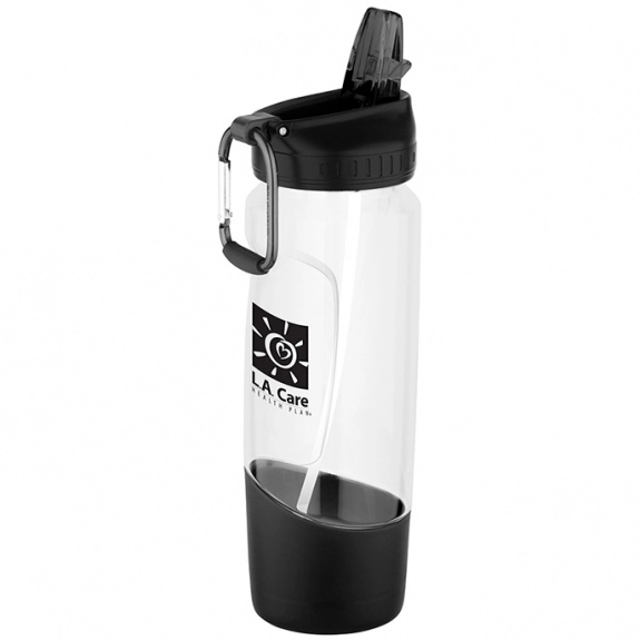 Black - Shatter Proof Tritan Custom Water Bottle w/ Carabiner - 28 oz.