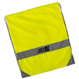 Neon Yellow - Reflective Custom Drawstring Tote Bag - 14"w x 17"h