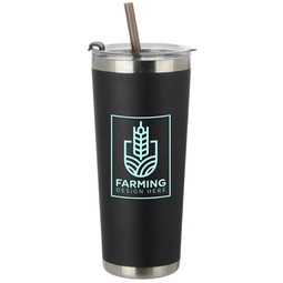 Black - Stainless Vacuum Custom Tumbler w/ Straw - 20 oz.
