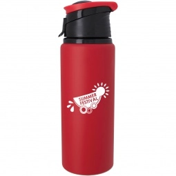 Red Soft Touch Aluminum Custom Sports Bottle w/ Flip Top Lid - 24 oz.