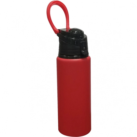 Carry Handle Soft Touch Aluminum Custom Sports Bottle w/ Flip Top Lid - 24 