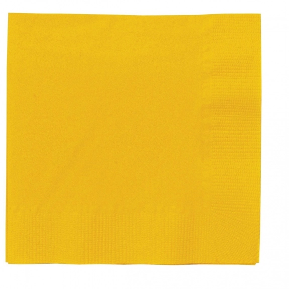 School Bus Yellow 2-Ply Color Imprinted Beverage Napkins - 5"w x 5"h