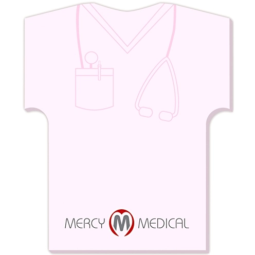 Pink Scrubs BIC Personalized Sticky Notes - Shirt - 4"w x 6"h - 25 Sheets