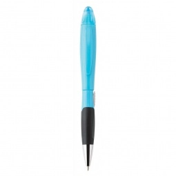 Neon Blue Blossom Colorful Promotional Pen & Highlighter w/ Black Grip