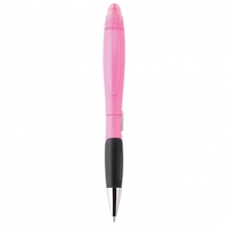 Neon Pink Blossom Colorful Promotional Pen & Highlighter w/ Black Grip