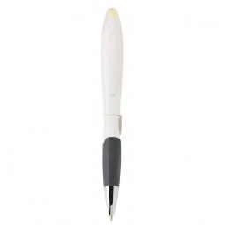 White Blossom Colorful Promotional Pen & Highlighter w/ Black Grip
