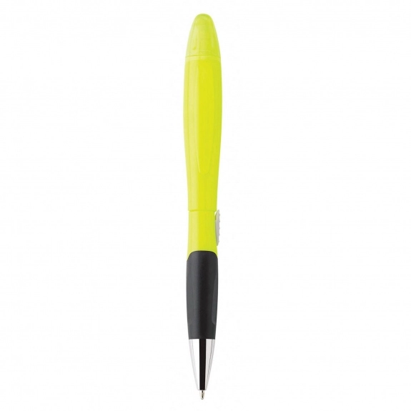 Neon Yellow Blossom Colorful Promotional Pen & Highlighter w/ Black Grip