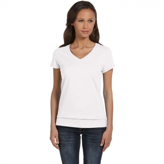 Bella + Canvas Short-Sleeve V-Neck Logo T-Shirt - Women's - White