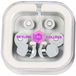 White Promotional Earbuds in Travel Case