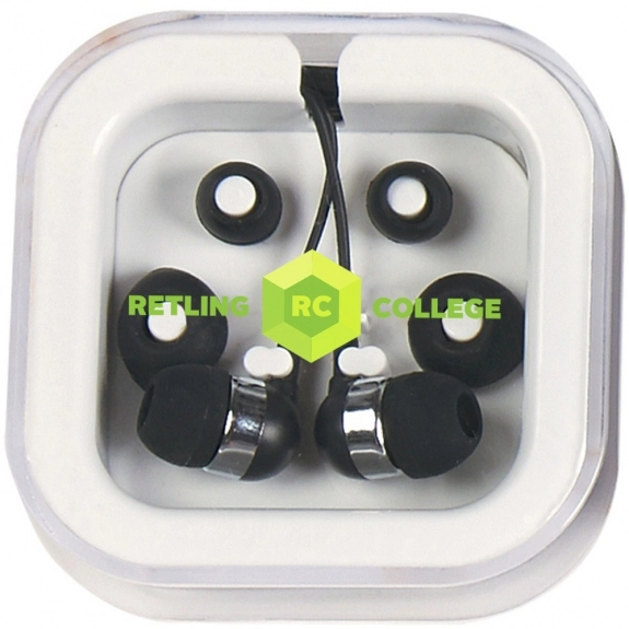 Black Promotional Earbuds in Travel Case
