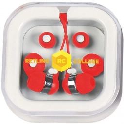 Red Promotional Earbuds in Travel Case