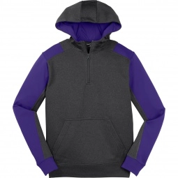 Graphite Heather/Purple Sport-Tek Colorblock 1/4 Zip Custom Hoodie