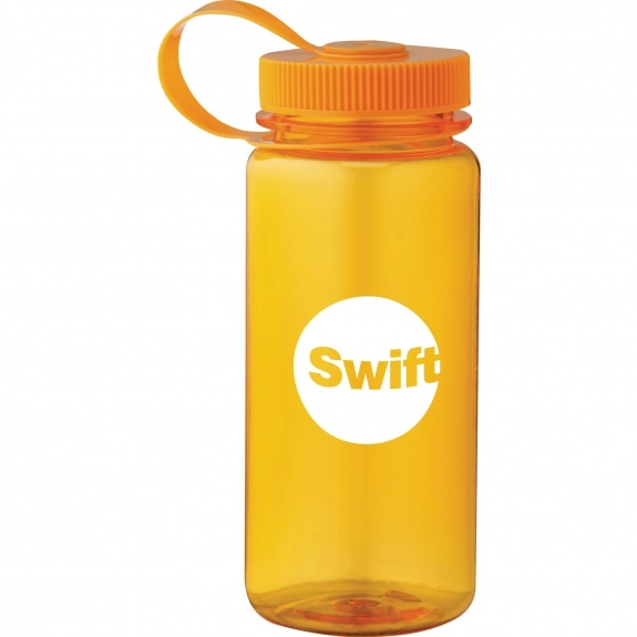 Orange - Wide Mouth Custom Sports Bottle w/ Tethered Lid 