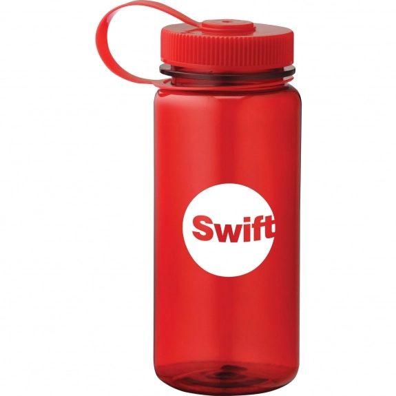 Red - Wide Mouth Custom Sports Bottle w/ Tethered Lid 
