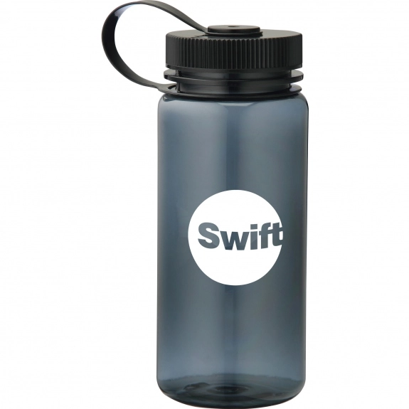 Black - Wide Mouth Custom Sports Bottle w/ Tethered Lid 