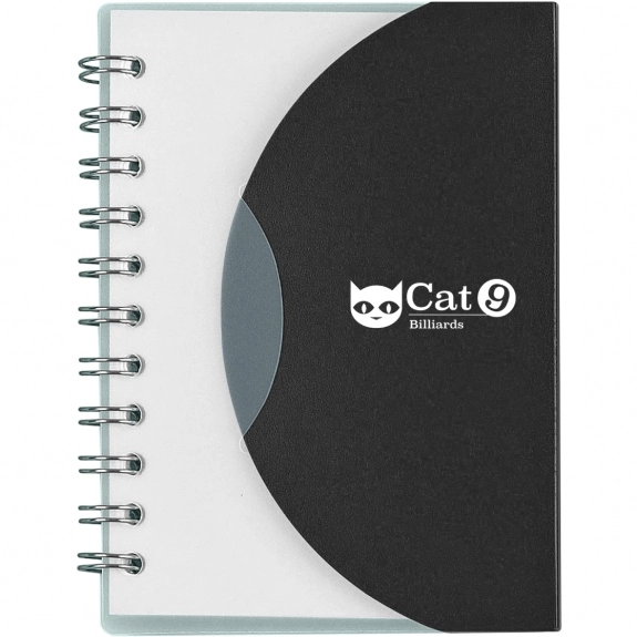 Frosted Black - Mini Spiral Lined Custom Notebook w/ Flap Closure