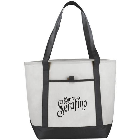 Black Lighthouse Non-Woven Promotional Boat Tote Bag - 13.5"w x 17.75"h x 6
