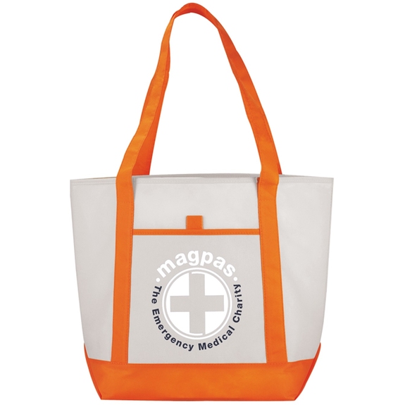 Orange Lighthouse Non-Woven Promotional Boat Tote Bag - 13.5"w x 17.75"h x 