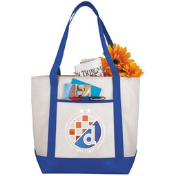Royal Blue Lighthouse Non-Woven Promotional Boat Tote Bag - 13.5"w x 17.75"