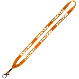 Orange Polyester Customized Lanyard w/Metal Crimp and O-Ring