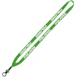 Grass Green Polyester Customized Lanyard w/Metal Crimp and O-Ring