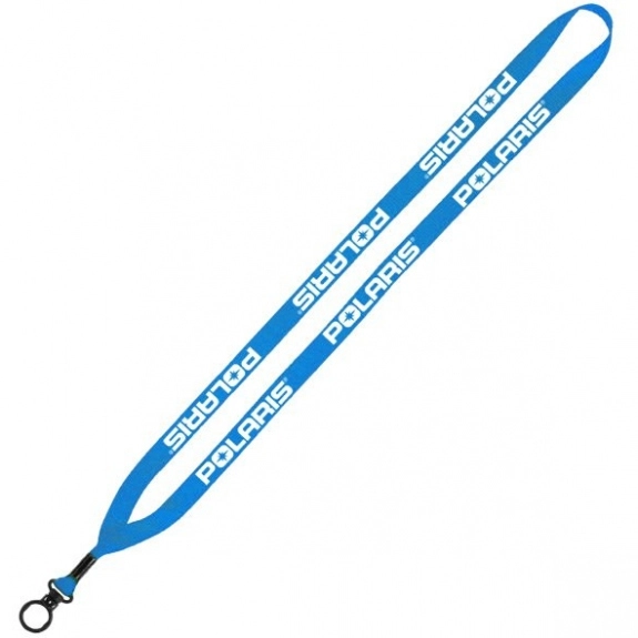 Electric Blue Polyester Customized Lanyard w/Metal Crimp and O-Ring