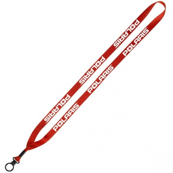Red Polyester Customized Lanyard w/Metal Crimp and O-Ring