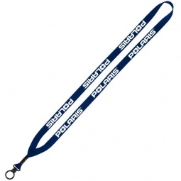 Navy Blue Polyester Customized Lanyard w/Metal Crimp and O-Ring