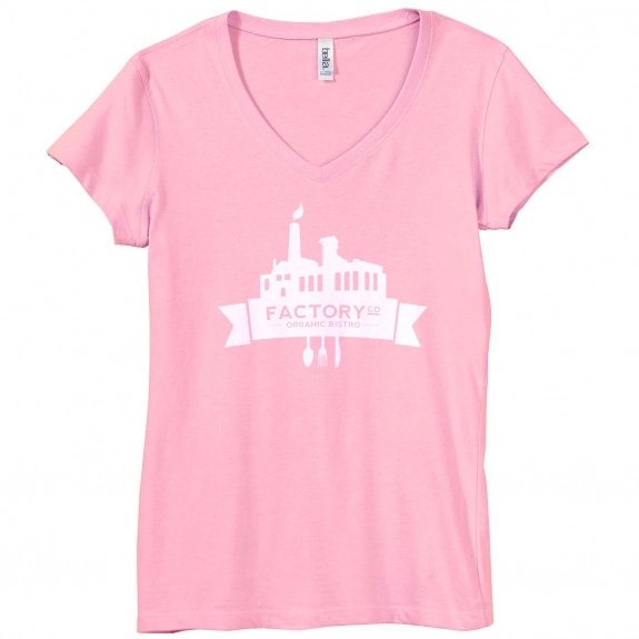 Pink Bella Canvas Short-Sleeve V-Neck Logo T-Shirt - Women's - Colors
