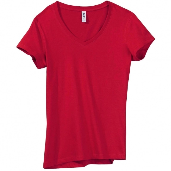 Red Bella Canvas Short-Sleeve V-Neck Logo T-Shirt - Women's - Colors