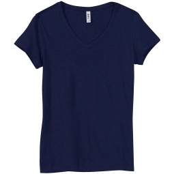 Navy Bella Canvas Short-Sleeve V-Neck Logo T-Shirt - Women's - Colors