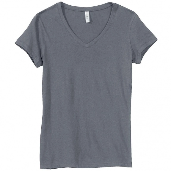 Dark Grey Heather Bella Canvas Short-Sleeve V-Neck Logo T-Shirt - Women's -