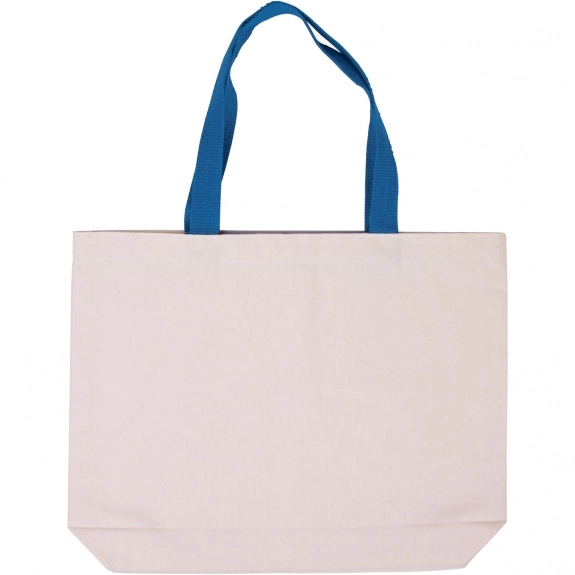 100% Cotton Canvas Imprinted Tote with Colored Handles - 16 w x 12 h x