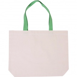 Lime Green Cotton Canvas Imprinted Tote w/ Colored Handles