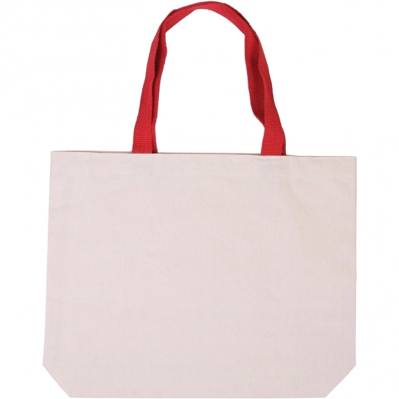 Red Cotton Canvas Imprinted Tote w/ Colored Handles