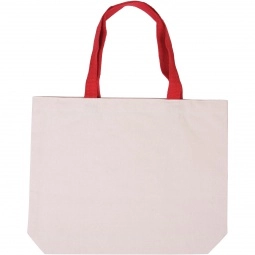 Red Cotton Canvas Imprinted Tote w/ Colored Handles