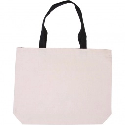 Black Cotton Canvas Imprinted Tote w/ Colored Handles