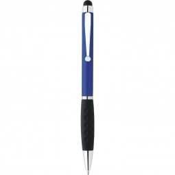 Blue Stylus Printed Pens w/ Textured Grip