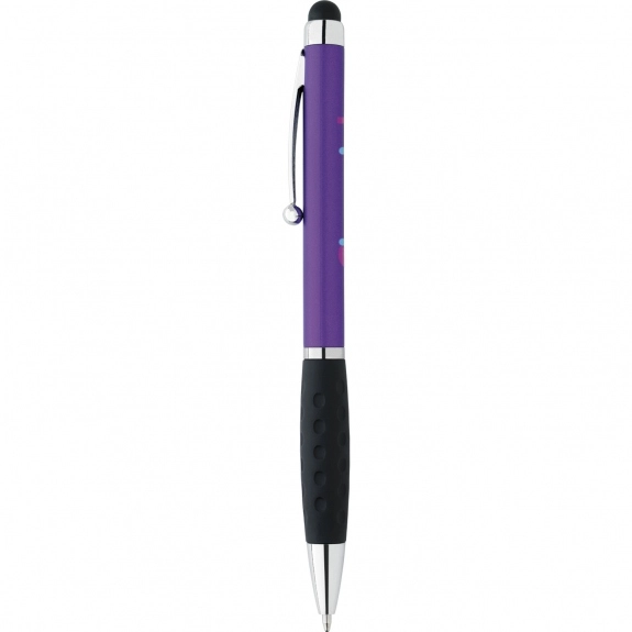 Purple Stylus Printed Pens w/ Textured Grip