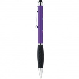 Purple Stylus Printed Pens w/ Textured Grip
