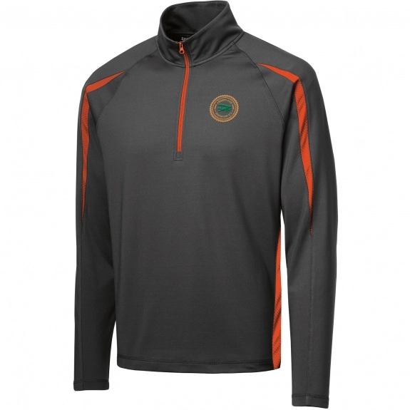 Charcoal Grey/Deep Orange Sport-Tek Stretch Half Zip Custom Jackets - Men's