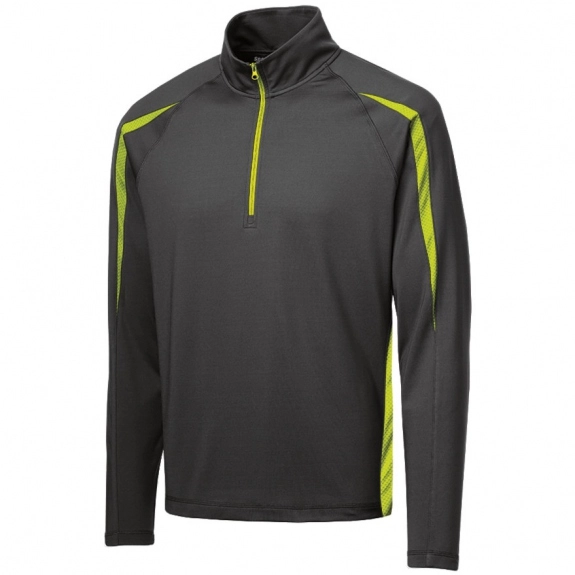 Charcoal Grey/Charge Green Sport-Tek Stretch Half Zip Custom Jackets - Men