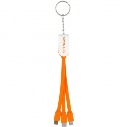 Orange - 3-In-1 Noodle Custom Charging Cables w/ Keychain