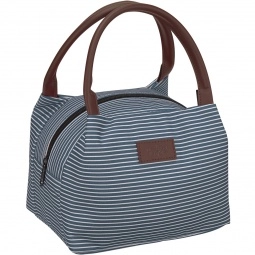 Navy/Brown - Striped Insulated Custom Cooler Lunch Bag