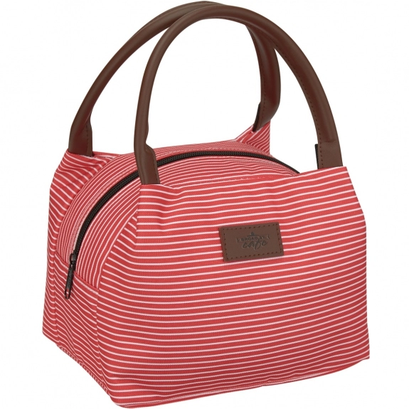 Red/Brown - Striped Insulated Custom Cooler Lunch Bag