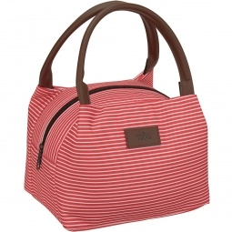 Red/Brown - Striped Insulated Custom Cooler Lunch Bag