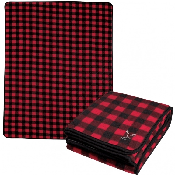 Red / Black - Plush Promotional Plaid Blanket