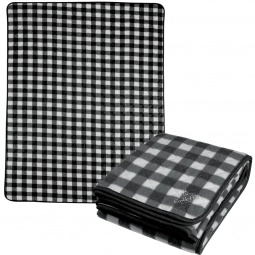 White / Black - Plush Promotional Plaid Blanket