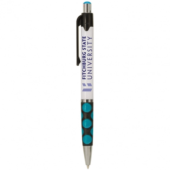 Sky Blue - Full Color Custom Pens w/ Polka Dot Grip - White Barrel