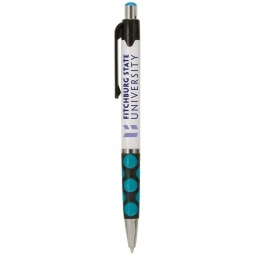 Sky Blue - Full Color Custom Pens w/ Polka Dot Grip - White Barrel